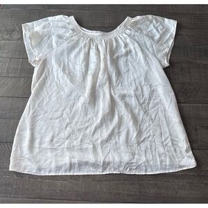 Loft Women's white peasant Short Sleeve blouse Size XL